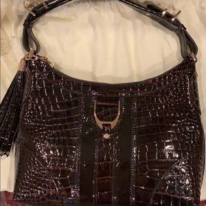 Cole Haan shiny chocolate brown shoulder bag